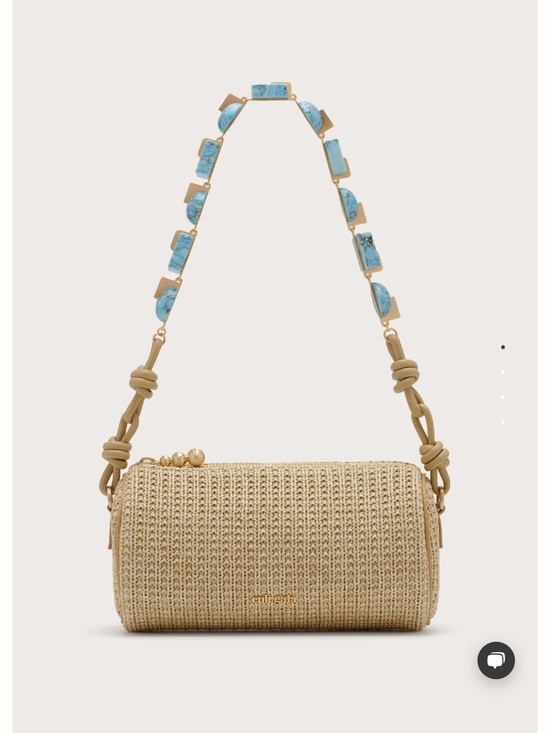 cult gaia Handbags - cult gaia Zozina Bag - woven shoulder bag with turquoise-accent strap